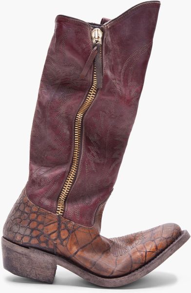 Golden Goose Deluxe Brand Maroon Calf High Zip Boots in Purple (maroon) - Lyst