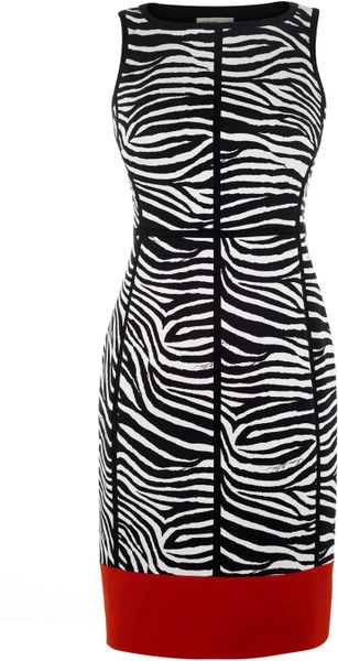 Karen Millen Archive Zebra Print Panelled Dress in Gray (multi-coloured) - Lyst