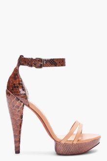 Lanvin Brown Python Skin Heels - Lyst