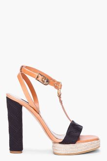 Marc Jacobs Tan Black Tstrap Heels - Lyst