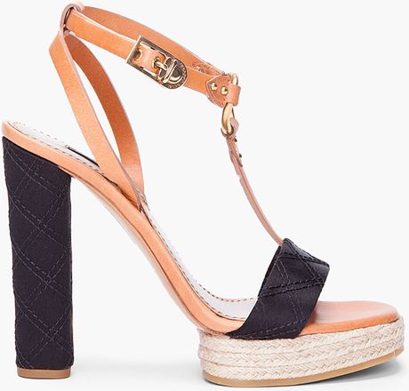 Marc Jacobs Tan Black Tstrap Heels in Black (tan) - Lyst