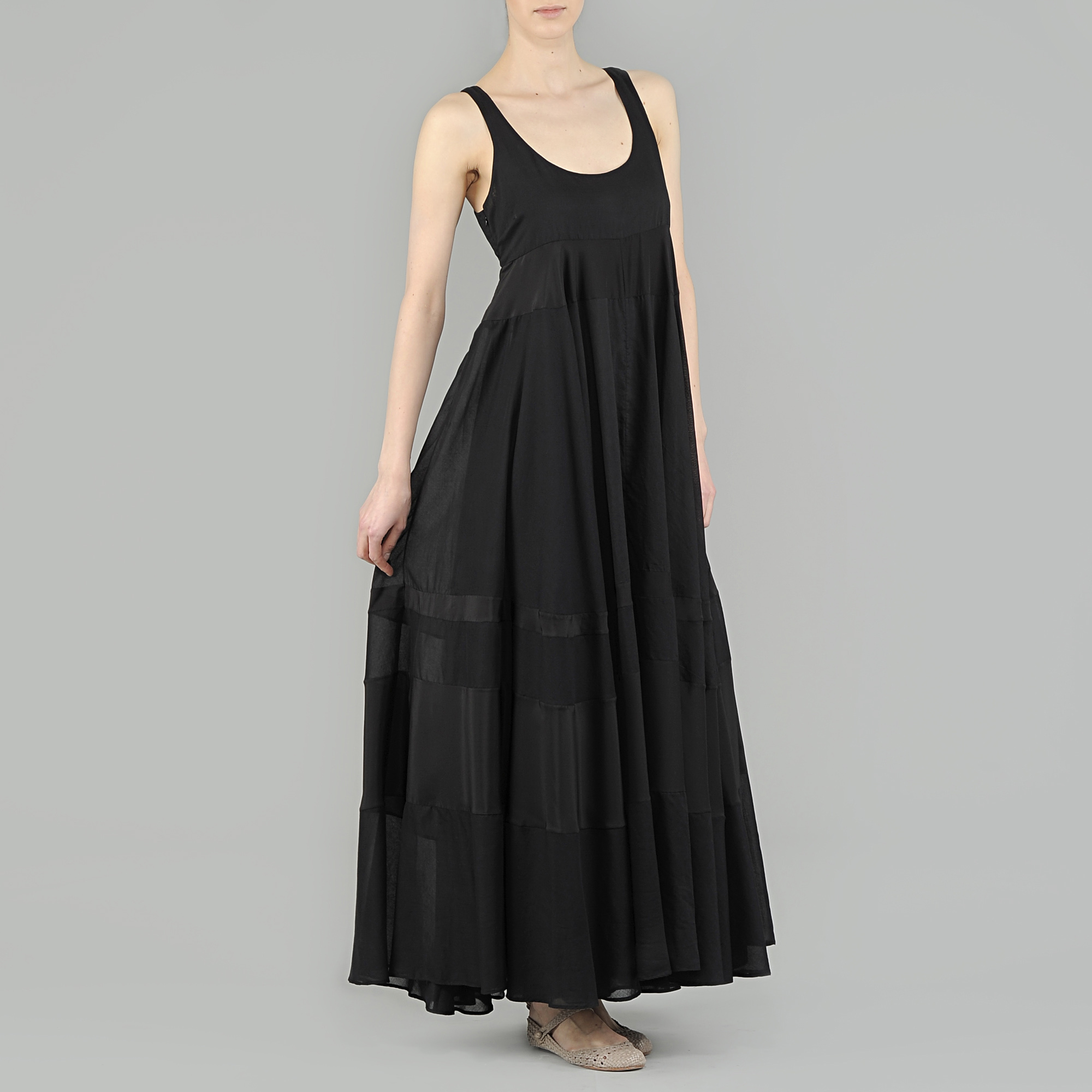 Aspesi Maxi Cotton Voile Dress in Black Lyst