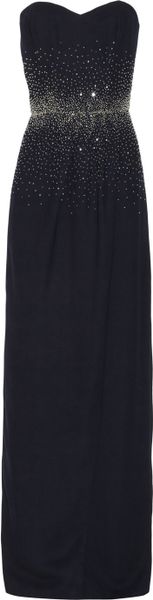 Badgley Mischka Beadembellished Crepe Gown in Blue - Lyst
