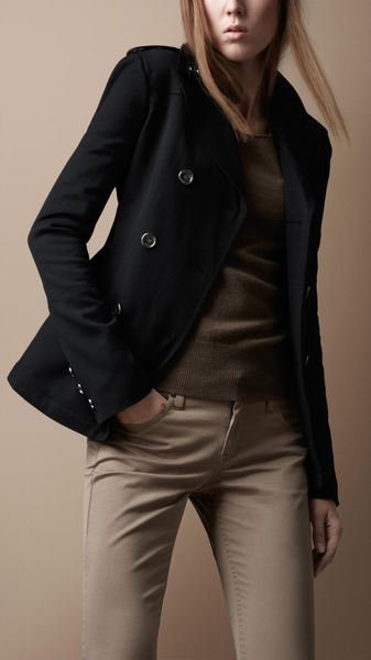  Textured Silk Wool Peacoat 