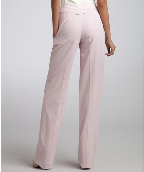 Celine Light Pink Wool Crepe Wide Leg Pants in Pink | Lyst