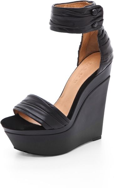 L.a.m.b. Iowa Platform Wedge Sandals in Black - Lyst