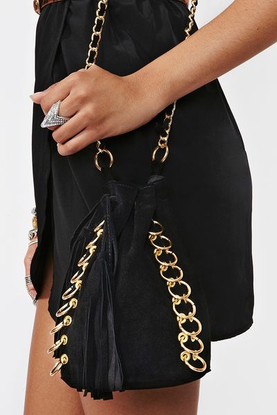Nasty Gal Pierced Bucket Bag Black in Black - Lyst