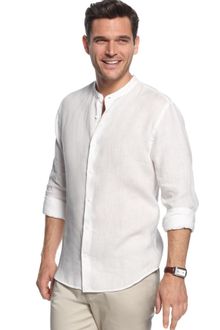 Perry Ellis Long Sleeve Linen Button Down Shirt - Lyst