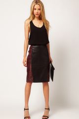 Asos Leather Pencil Skirt in Colourblock