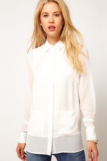 ASOS Collection Asos Shirt with Solid and Sheer Panels and Pocket - Lyst