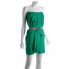 Bcbgmaxazria Emerald Pleated Silk Belted Strapless Dress in Green (emerald) - Lyst