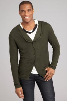 Bottega Veneta Forest Linen Blend Loose Knit Layered Button Cardigan - Lyst