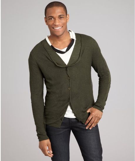 Bottega Veneta Forest Linen Blend Loose Knit Layered Button Cardigan in Green for Men (forest) - Lyst