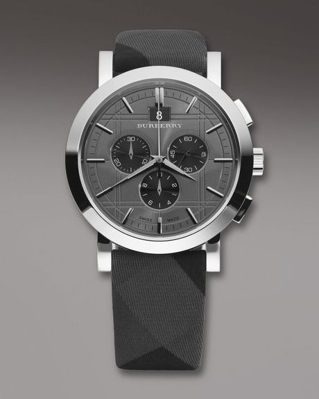 Burberry Checkstrap Chronograph Watch in Gray for Men (null) - Lyst