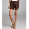Celine Brown Silk Pleated Shorts in Brown - Lyst