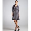 Celine Pewter Stretch Cotton Knotted Front Long Sleeve Shirtdress in Gray (pewter) - Lyst