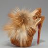 Christian Louboutin Splash Fur Slingback in Beige (cuir natural) - Lyst
