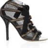 Dolce & Gabbana Meshoverlay Patent Leather Sandals in Brown (taupe) - Lyst