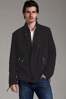Edun Black Cotton Zip Front Motorcycle Jacket - Lyst