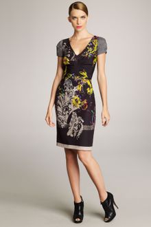 Etro Ruched Mixed-print Dress - Lyst