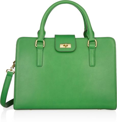 J.crew Edie Attaché Leather Tote in Green - Lyst
