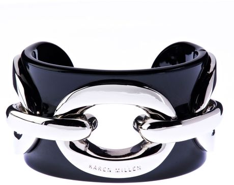 Karen Millen Chain Acrylic Cuff in Black - Lyst