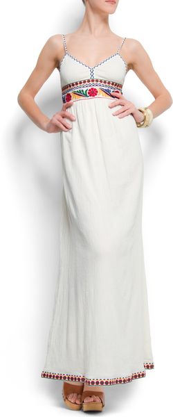 Mango Embroidered Cotton Maxidress - Lyst