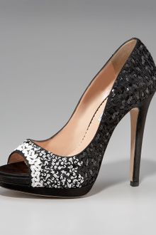Oscar de la Renta Satin Sequin Pump - Lyst