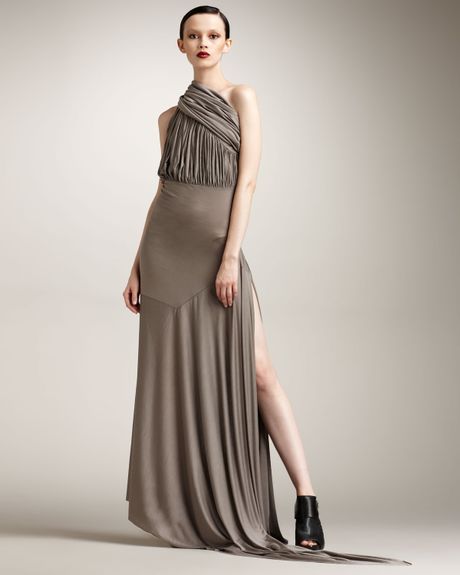 Rick Owens Oneshoulder Tunic Dress in Gray (dust) - Lyst
