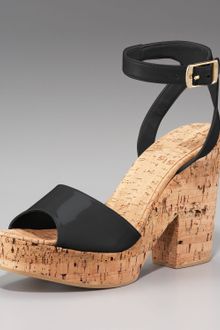 Stella McCartney Ankle-wrap Cork-heel Sandal - Lyst