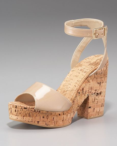 Stella Mccartney Chunky Corkheel Anklewrap Sandal in Beige (desert) - Lyst