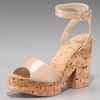 Stella Mccartney Chunky Corkheel Anklewrap Sandal in Beige (desert) - Lyst