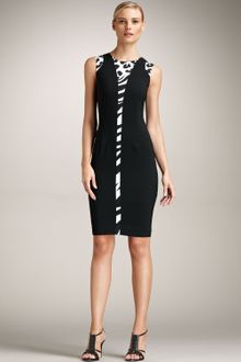 Versace Sheath Animal Inset Dress - Lyst
