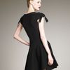 Yves Saint Laurent Textured Fitandflare Dress in Black - Lyst