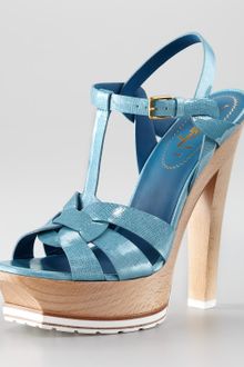 Yves Saint Laurent Tribute Wooden-heel Platform Sandal - Lyst