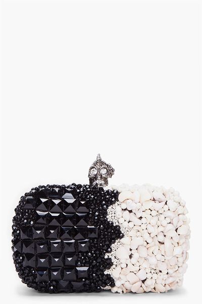 Alexander Mcqueen Black White Punk Shell Clutch in Black - Lyst