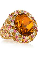 Kenneth Jay Lane 22karat Goldplated Swarovski Crystal Ring