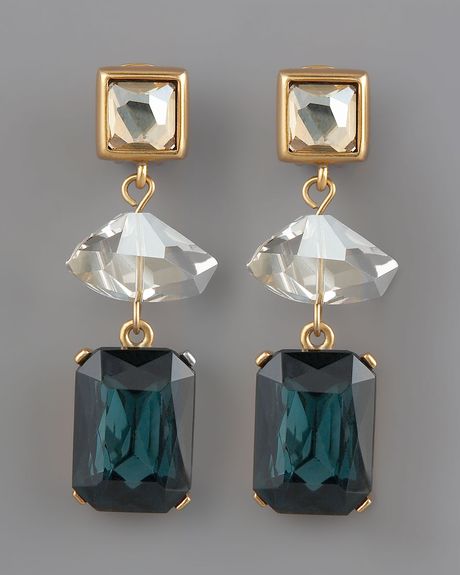Oscar De La Renta Faceted Crystal Drop Earrings in Gold (one size) - Lyst