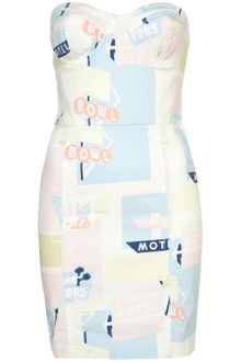 Topshop Printed Denim Bandeau Dress - Lyst