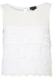 Topshop Pleated Scallop Crop Shell Top - Lyst
