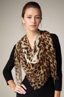 Alexander McQueen Leopard Print Skull Scarf - Lyst