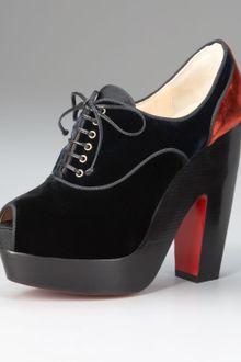 Christian Louboutin Lace-up Velvet Platform Bootie - Lyst
