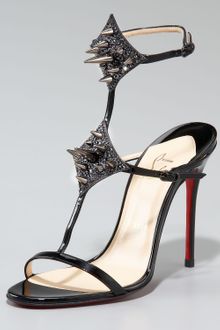 Christian Louboutin Lady Max Spike T-strap Sandal, Black - Lyst