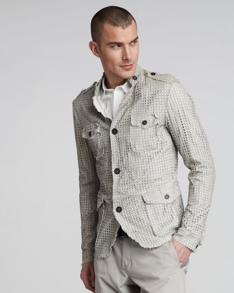 Dolce & Gabbana Perforated Leather Safari Jacket in Beige for Men (ltgray) - Lyst