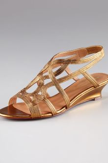 Elie Tahari Metallic Strappy Low-wedge Sandal - Lyst