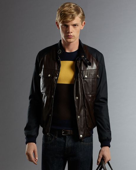 Gucci Canvas and Leather Padded Biker Jacket in Blue for Men (ink) - Lyst