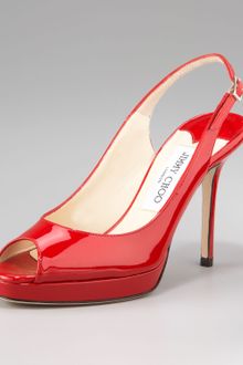 Jimmy Choo Nova Peep-Toe Patent Slingback - Lyst