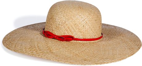 Juicy Couture Natural Wide Brim Sun Hat with Patent Bow in Beige (natural) - Lyst