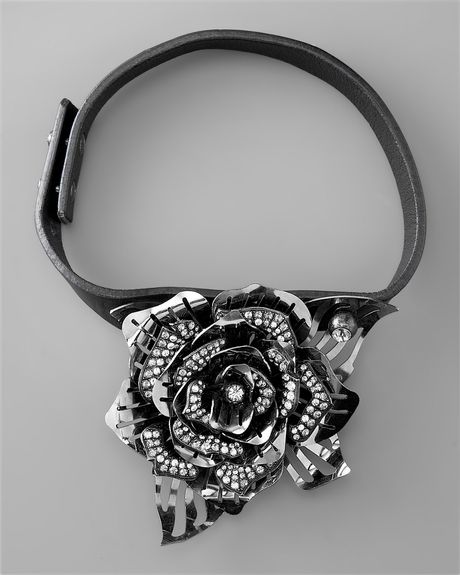 Lanvin Small Rose Necklace, Black in Black - Lyst