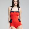 Marc By Marc Jacobs Colorblock Peplum Maillot in Red (flame) - Lyst